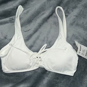 White Lspace Tie Front Bikini Top XS